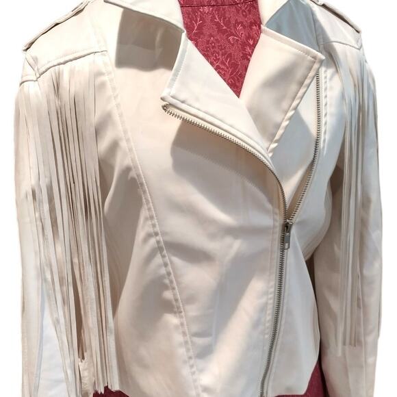 Main Strip Jackets & Blazers - MAIN STRIP CREAM FRINGED SHORT CROP JACKET Boho WOMANS Large